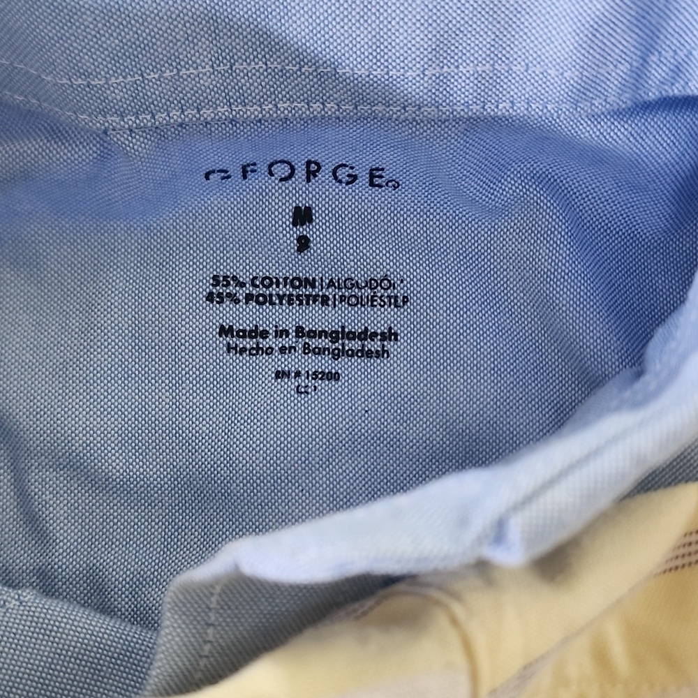 Kids Size M (8) George Yellow Striped and Blue Casual Button Down Shirts - Picture 3 of 4